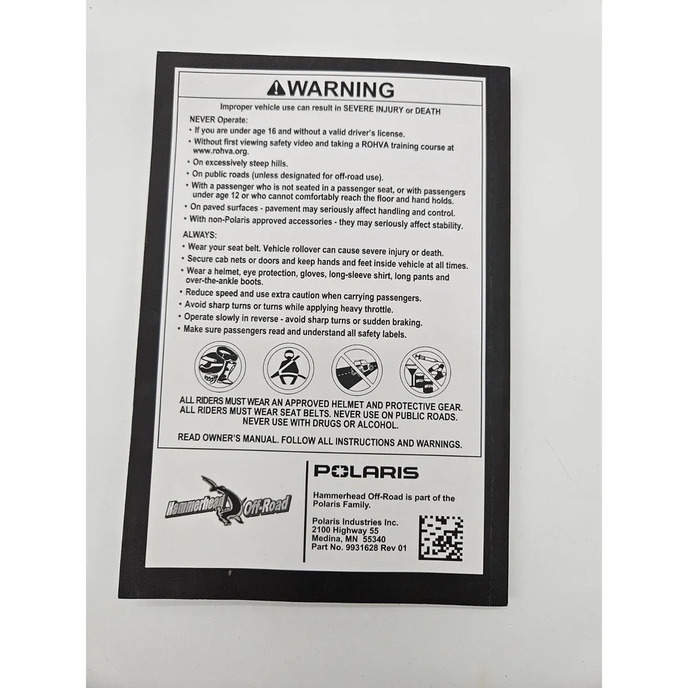 2021 Hammerhead R-150 Owner's Manual‎ for Maintenance and Safety